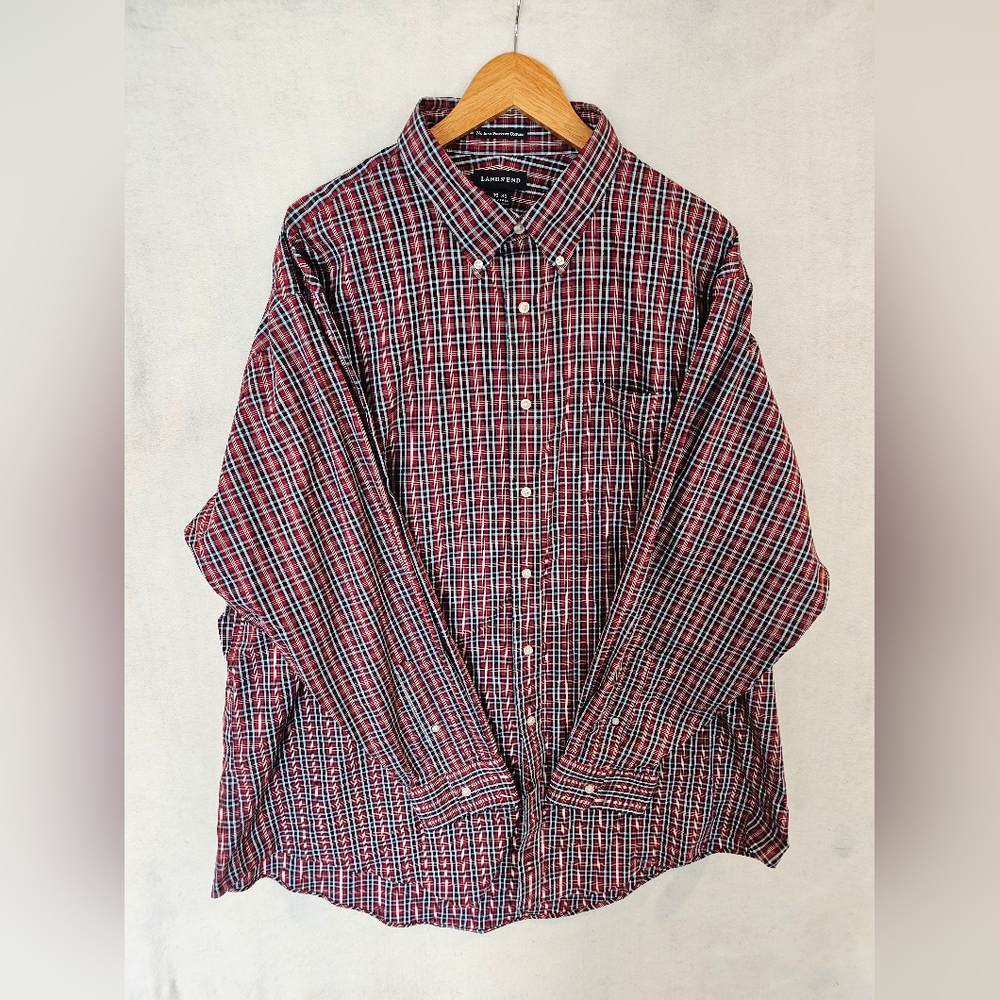 Lands' End Men's Multicolor Check Long Sleeve Shirt Size 19-36